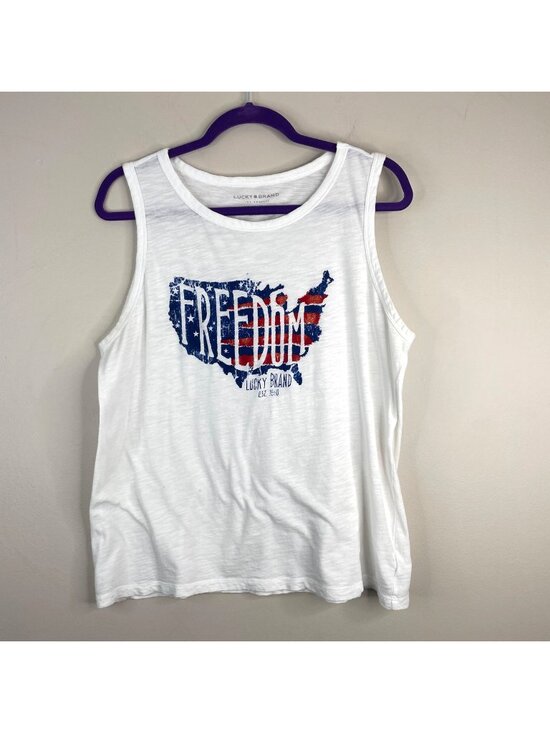 Lucky Brand Tops - Lucky Brand Freedom Tank Top Womens Large Patriotic USA 250th July 4th Graphic